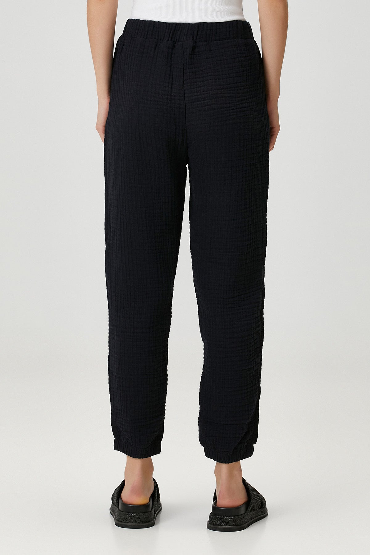 Pamuk 4 Katlı Müslin Pijama Pantolon Siyah