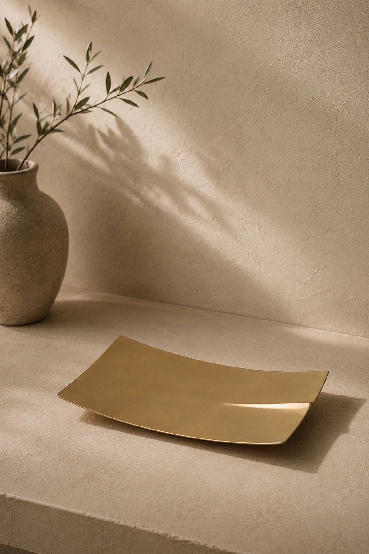 Doku Efektli Dikdörtgen Mat Metal Dekoratif Obje Gold 15x30 cm