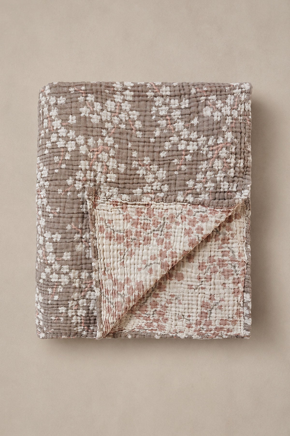 Wildflower Pattern Cotton Gauze Bedspread
