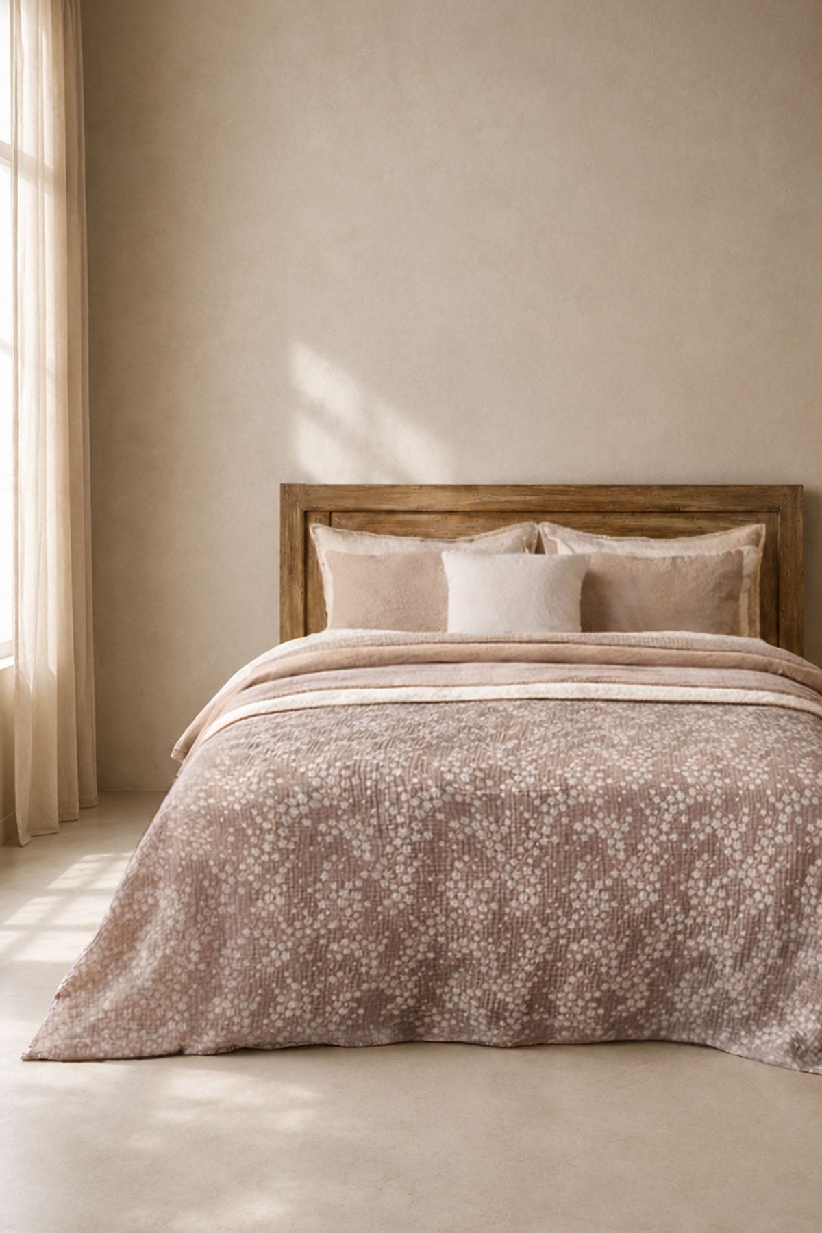 Wildflower Pattern Cotton Gauze Bedspread