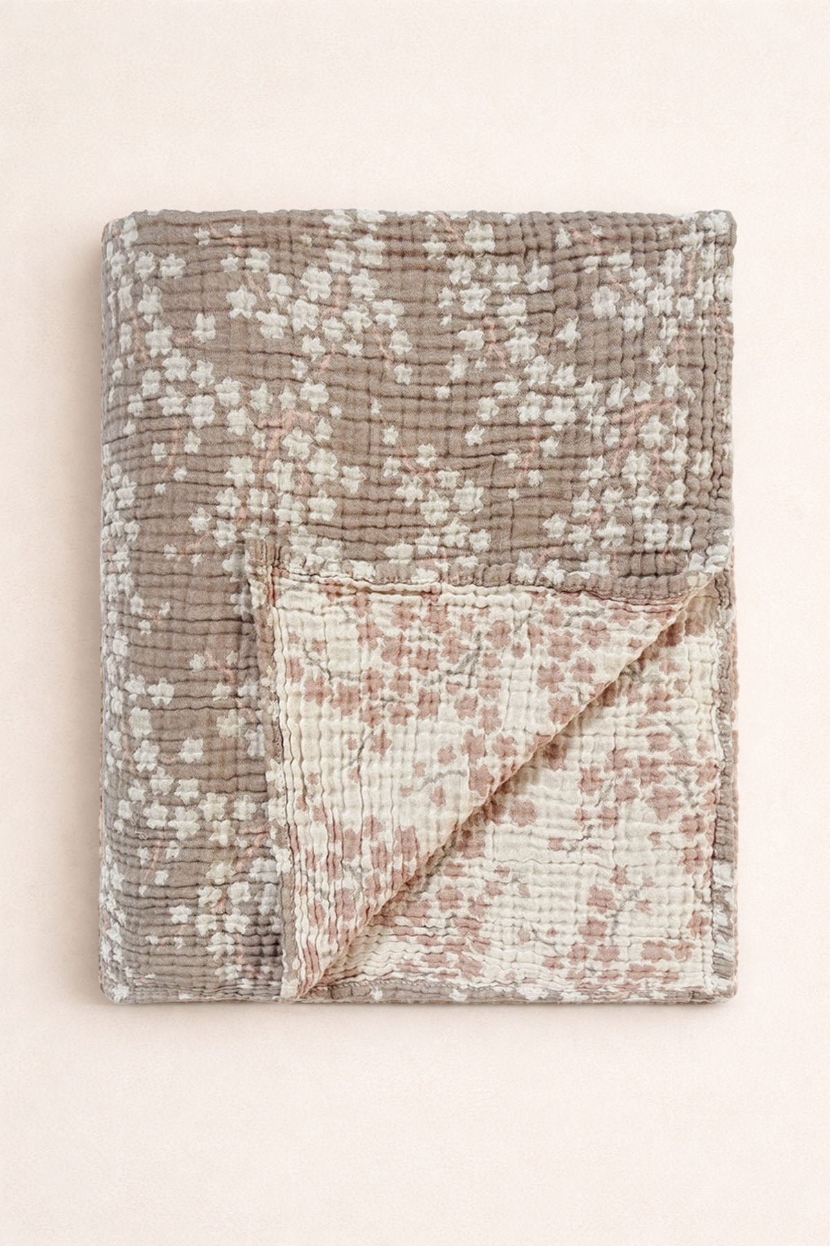 Kır Çiçeği Desenli Pamuk Gauze Yatak Örtüsü