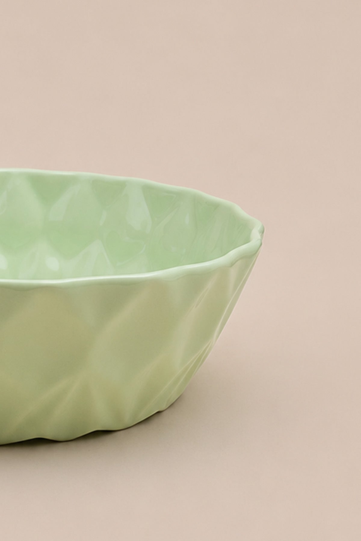 Kristal Desenli Stoneware Servis Kasesi / Sunum Tabağı Yeşil  21,5 x 7 cm