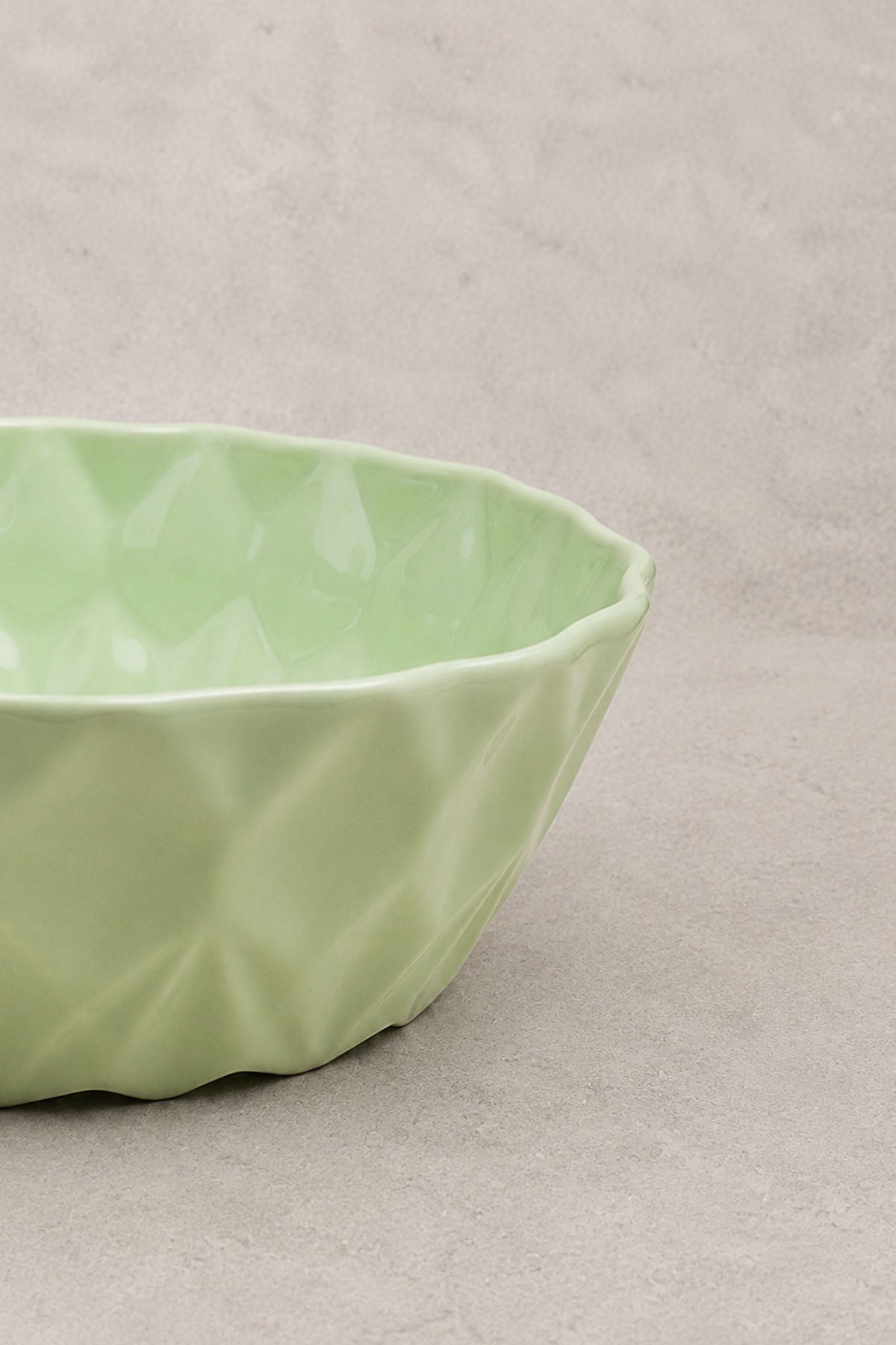 Kristal Desenli Stoneware Servis Kasesi / Sunum Tabağı Yeşil  21,5 x 7 cm