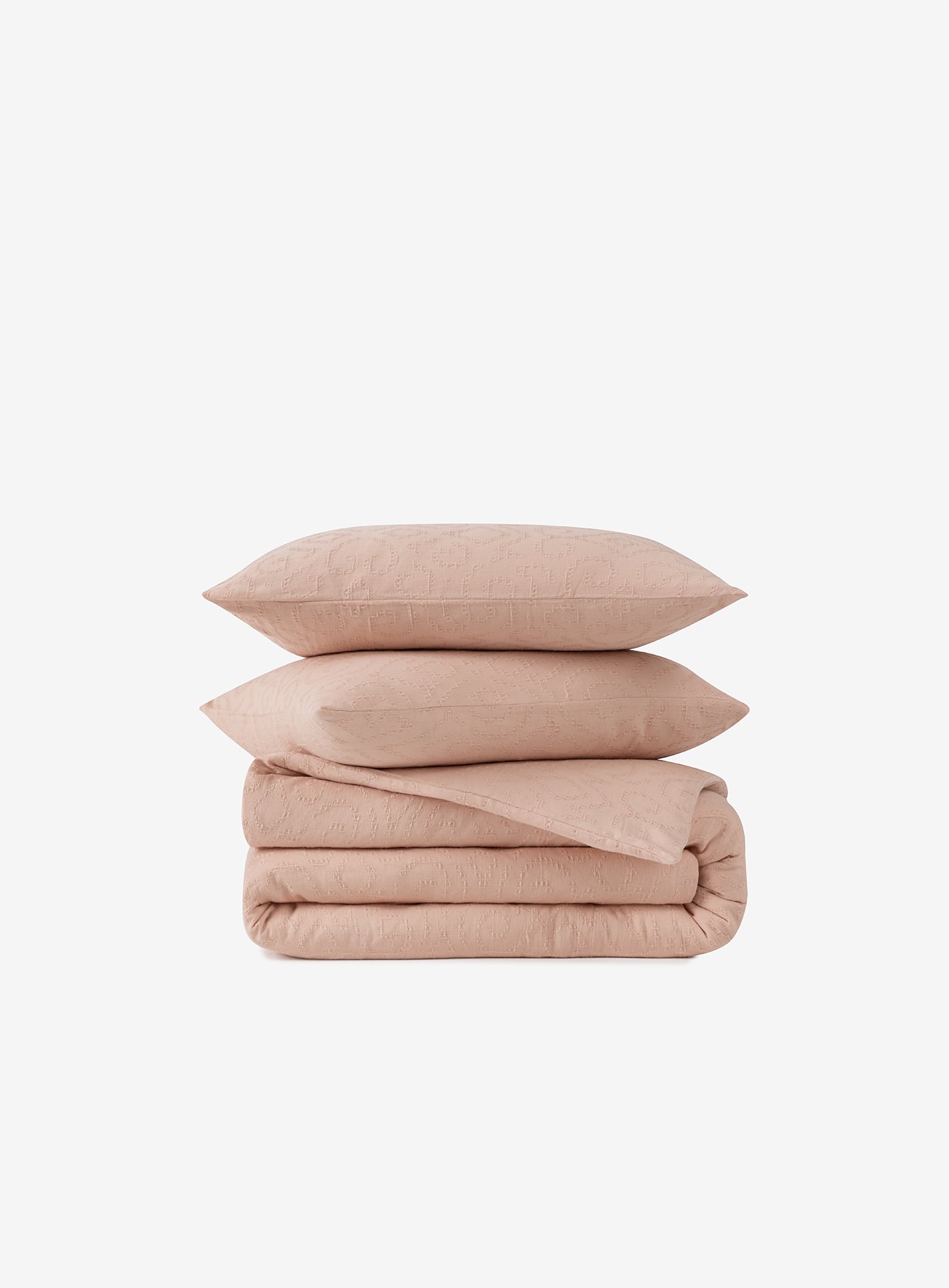 Damask Jakarlı Çift Kişilik Nevresim Seti Pastel Pembe