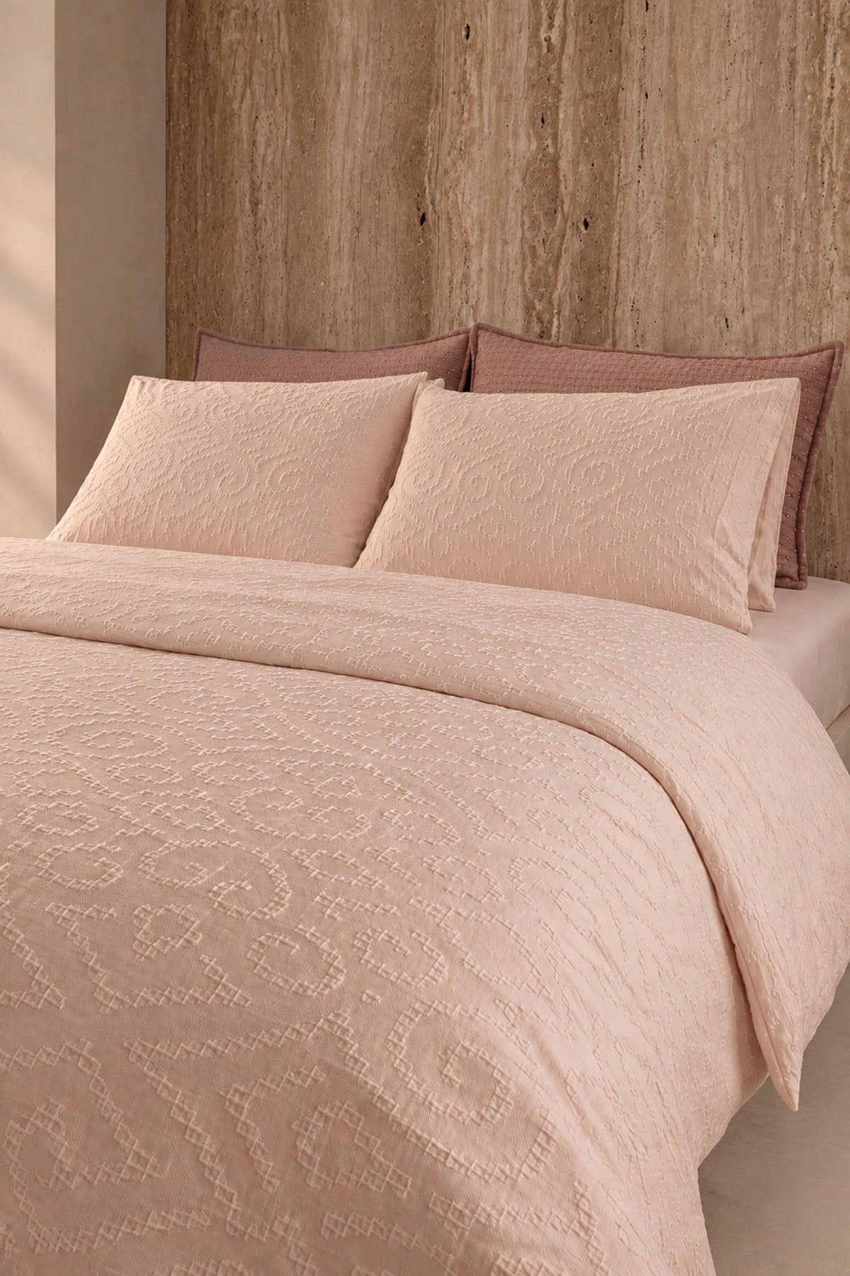Damask Jacquard Pillowcase Set of 2 Pastel Pink