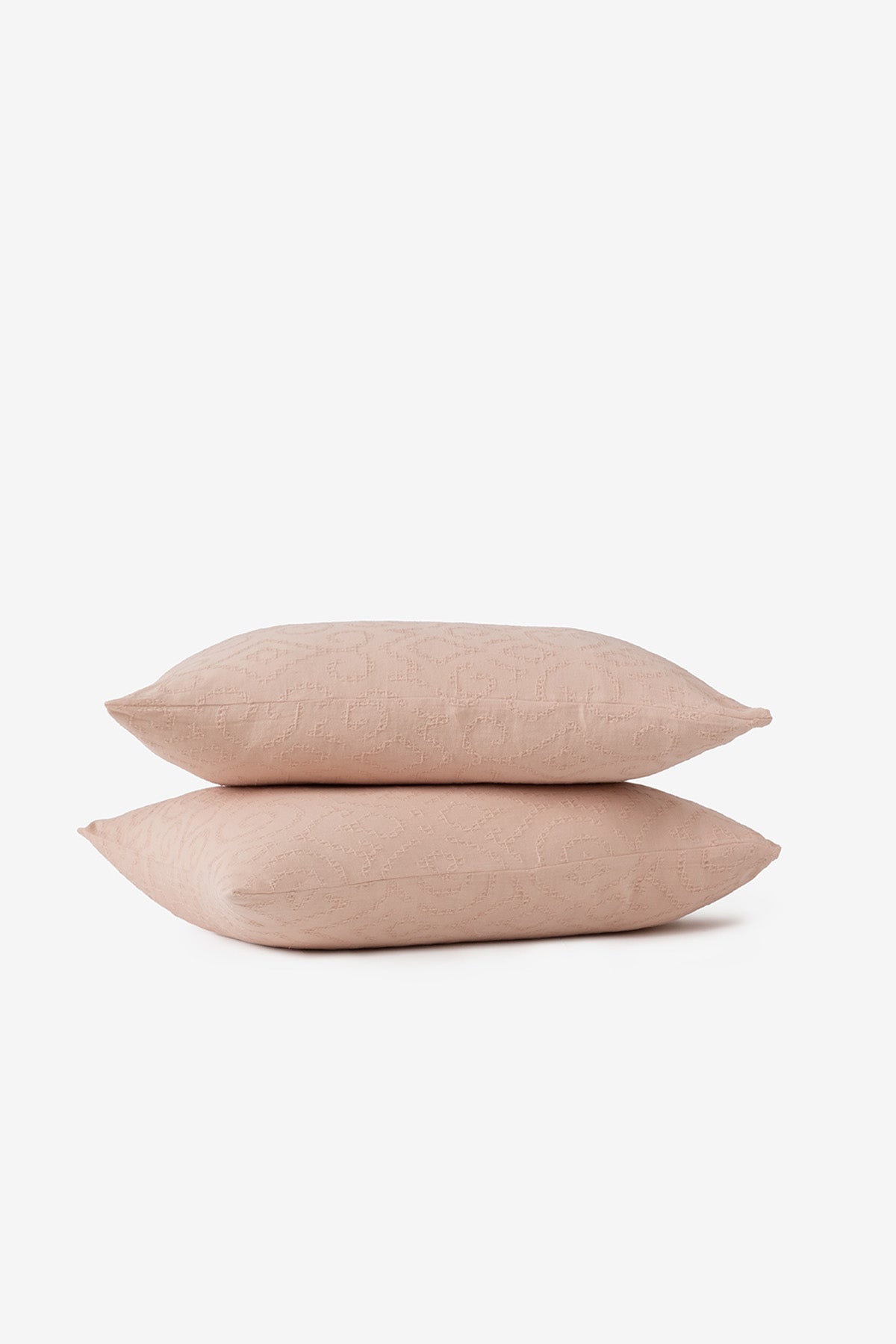 Damask Jakarlı Yastık Kılıfı 2'li Set Pastel Pembe