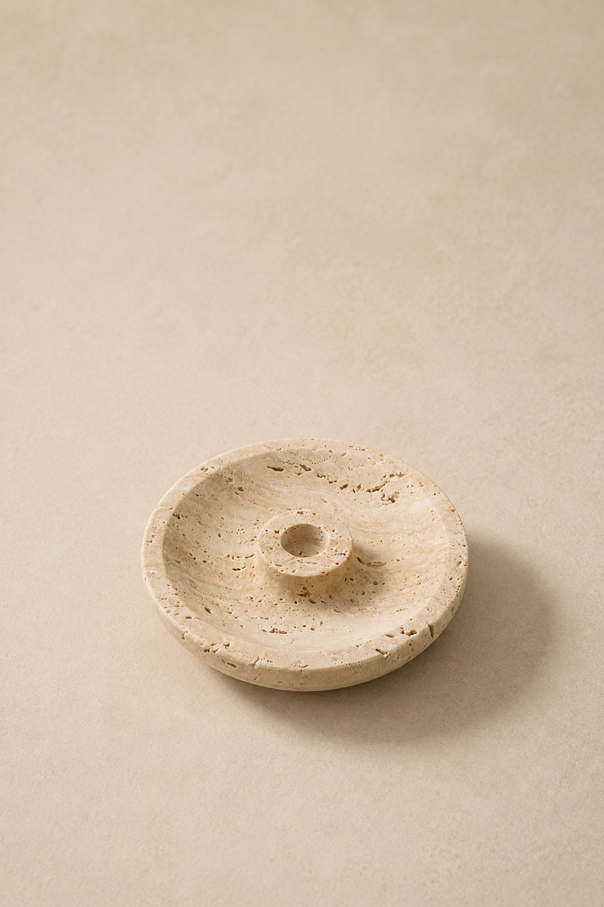 Dekoratif Traverten Mermer Şamdan Mumluk 3 x 14 cm