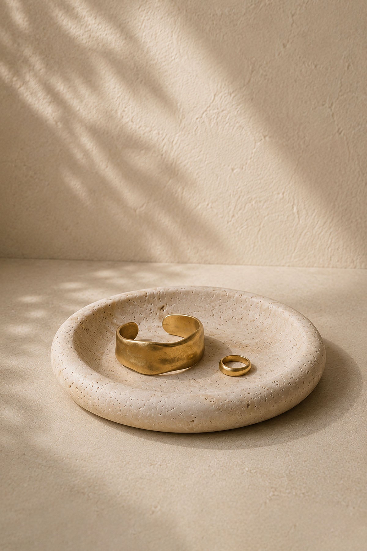 Dekoratif Traverten Alçak Kase 3 x 20 cm