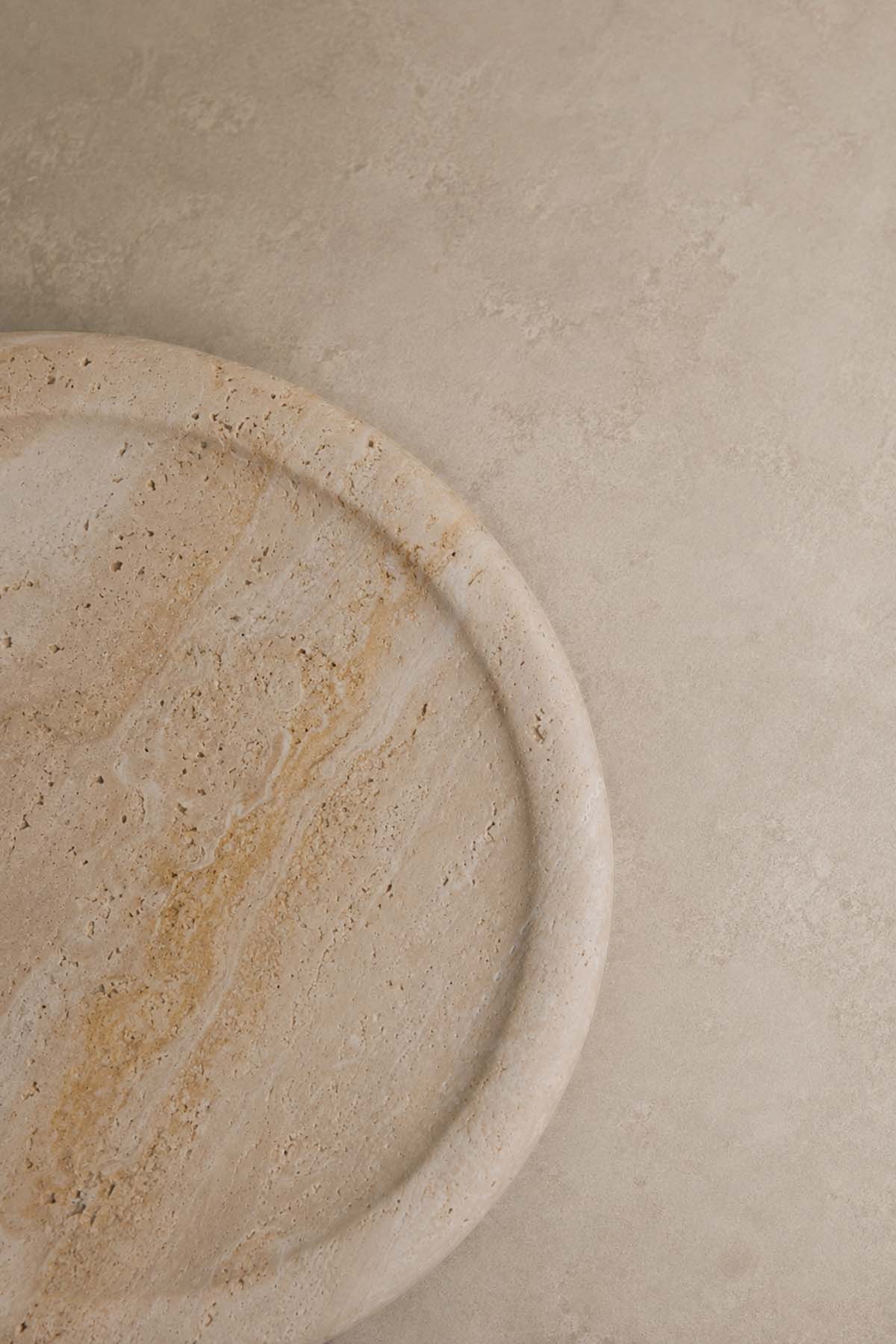 Dekoratif Traverten Alçak Kase 3 x 20 cm