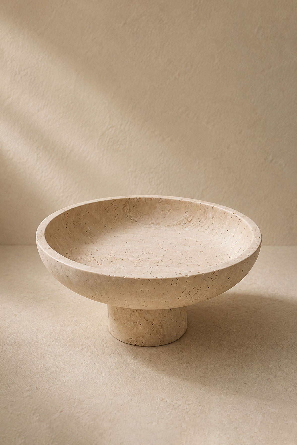 Dekoratif Traverten Mermer Ayaklı Kase 25 x 15 cm