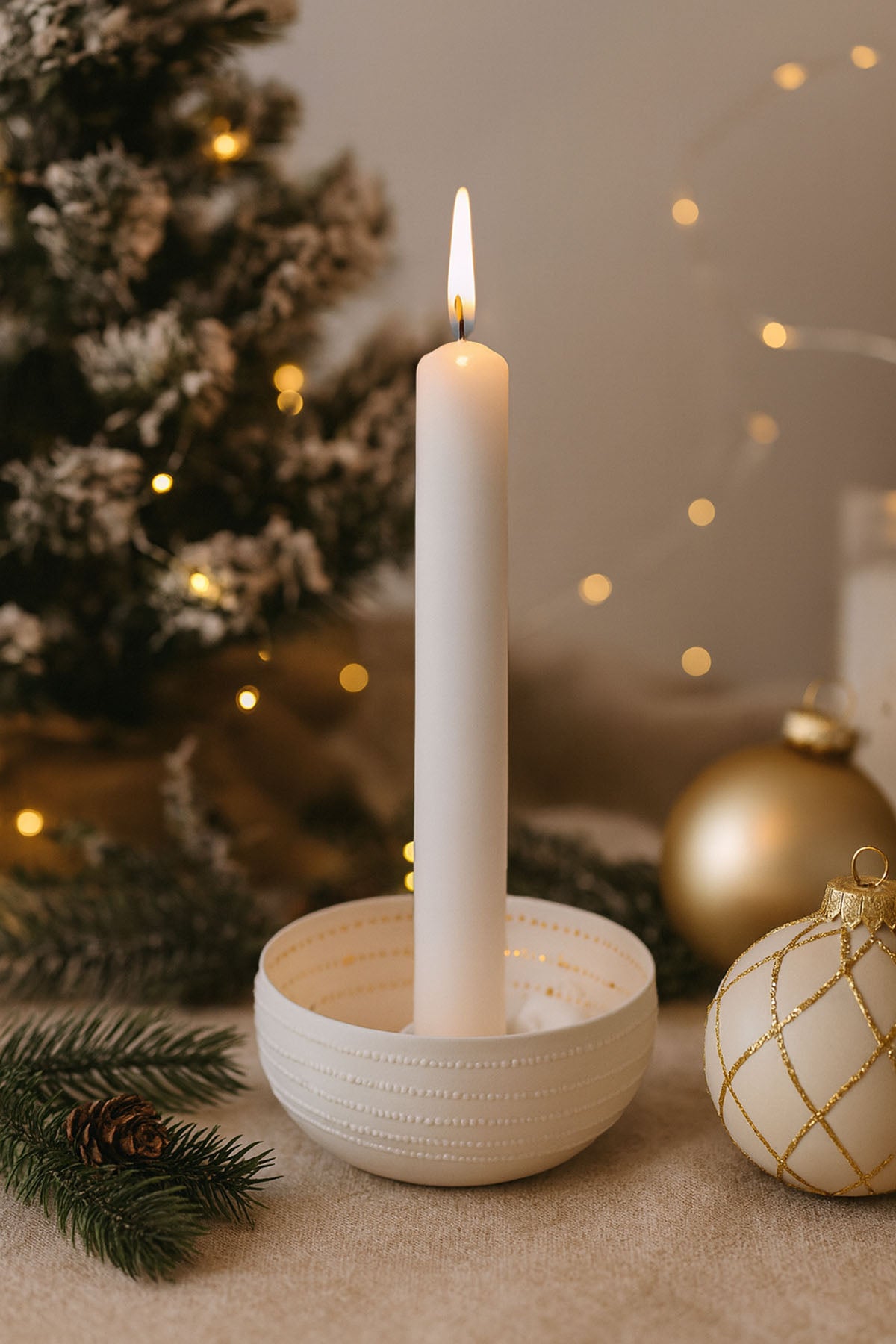 Çizgili Nokta Desenli Mumluk, Şamdan