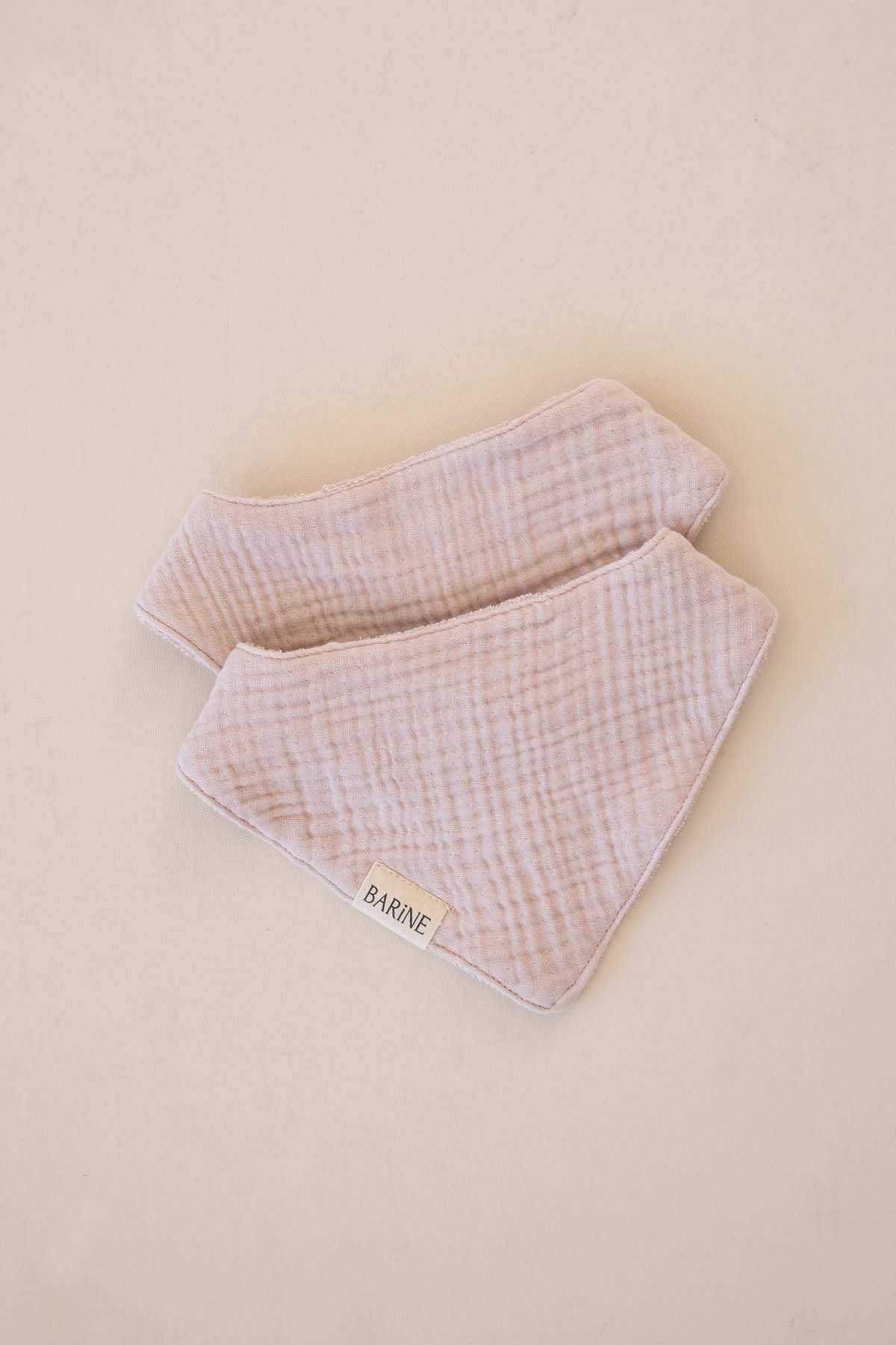 Çift Yüzlü Bandana Bebek Önlüğü 2'li Set Pembe