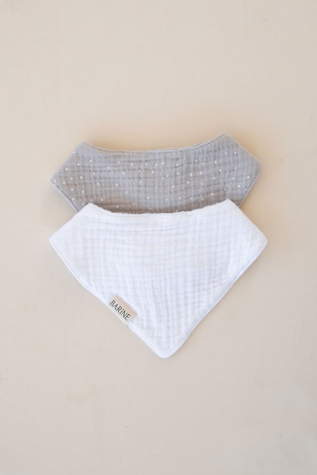Çift Yüzlü Bandana Bebek Önlüğü 2'li Set Gri, Beyaz