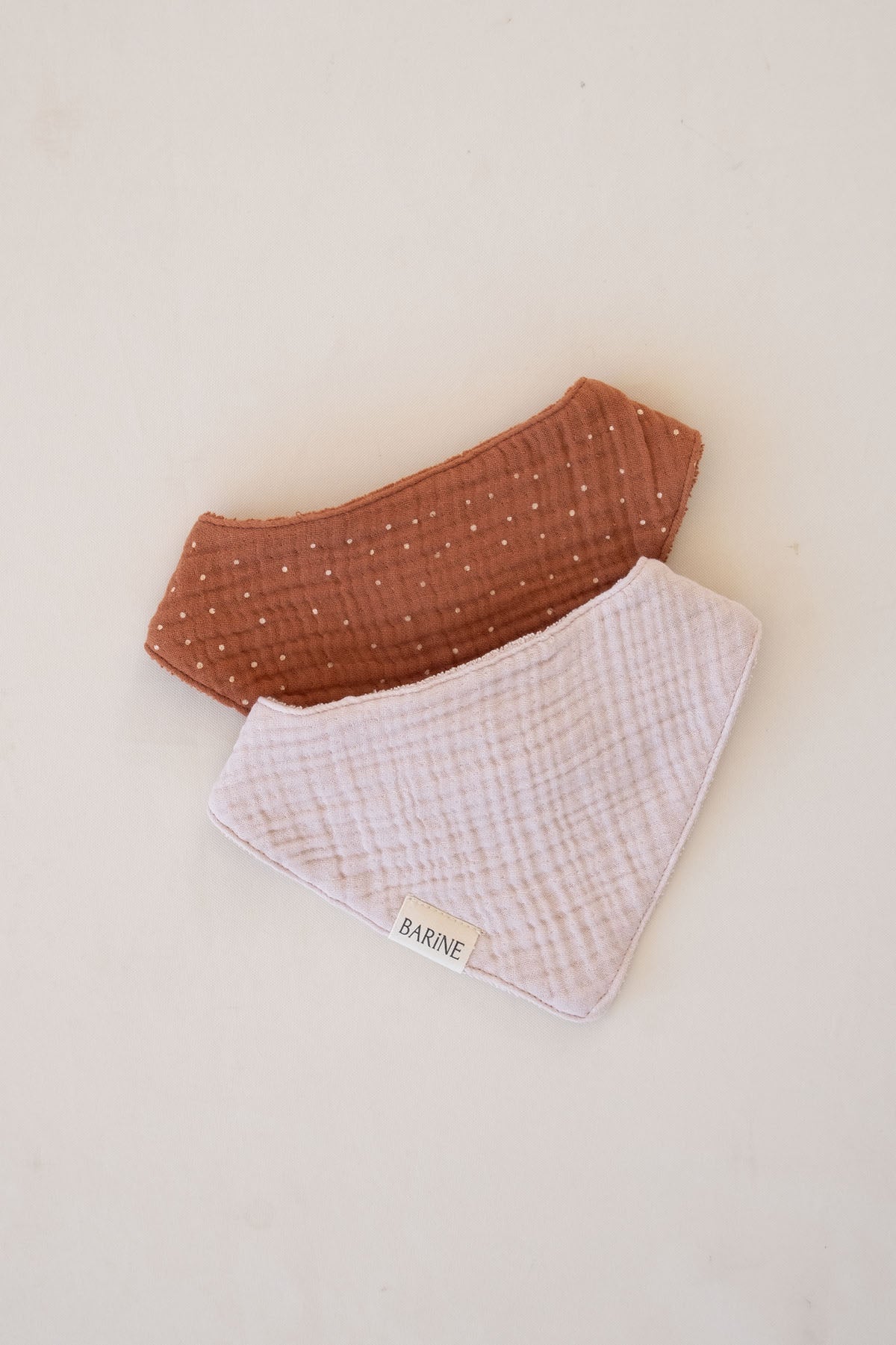 Çift Yüzlü Bandana Bebek Önlüğü 2'li Set Pembe-Tarçın
