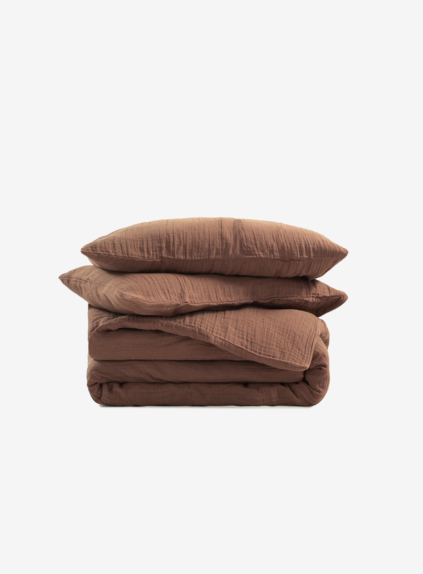 Fine Linen Dokulu Keten Nevresim Kahverengi