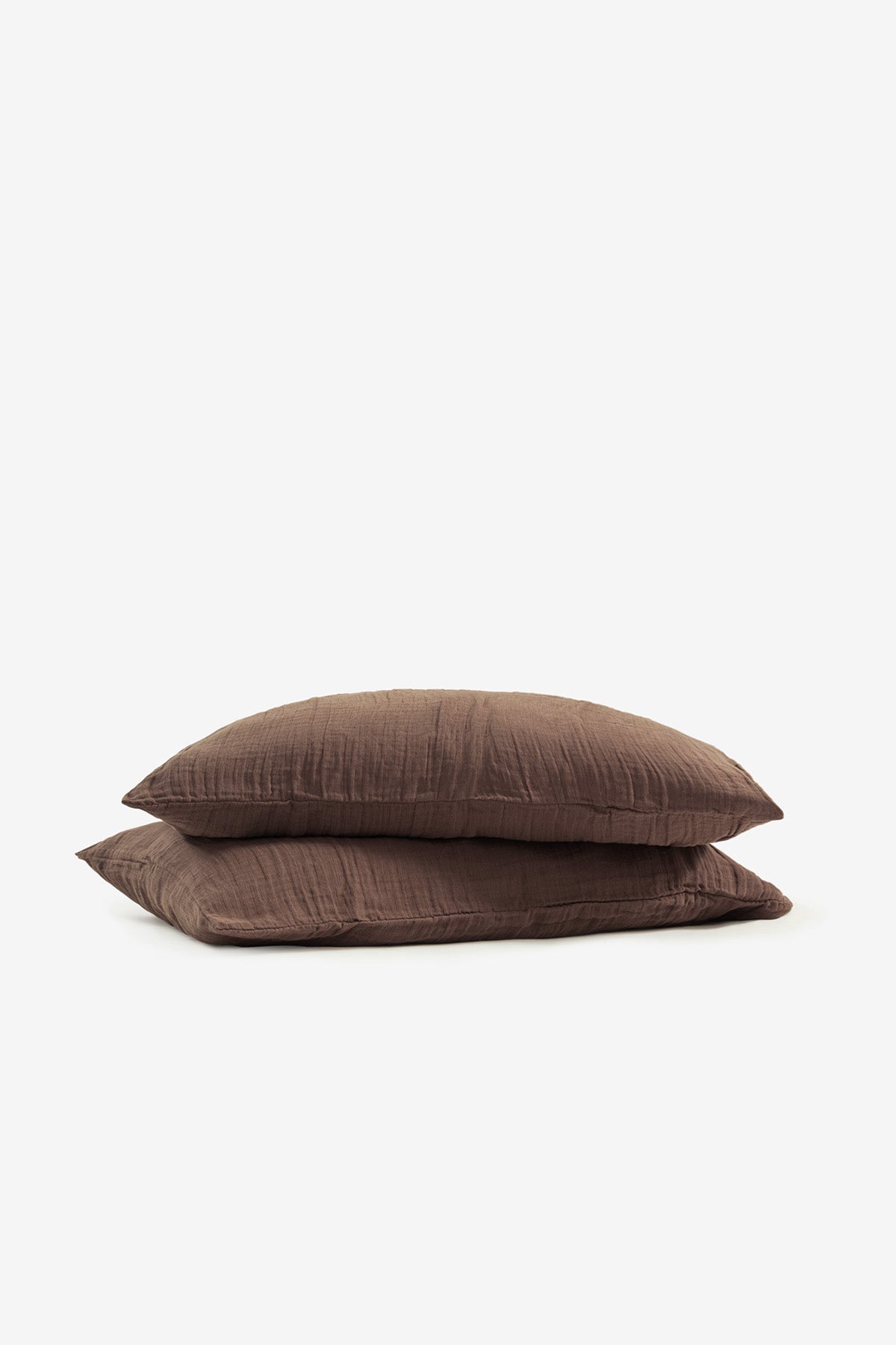 Fine Linen Dokulu Keten 2'li Yastık Seti Kahverengi