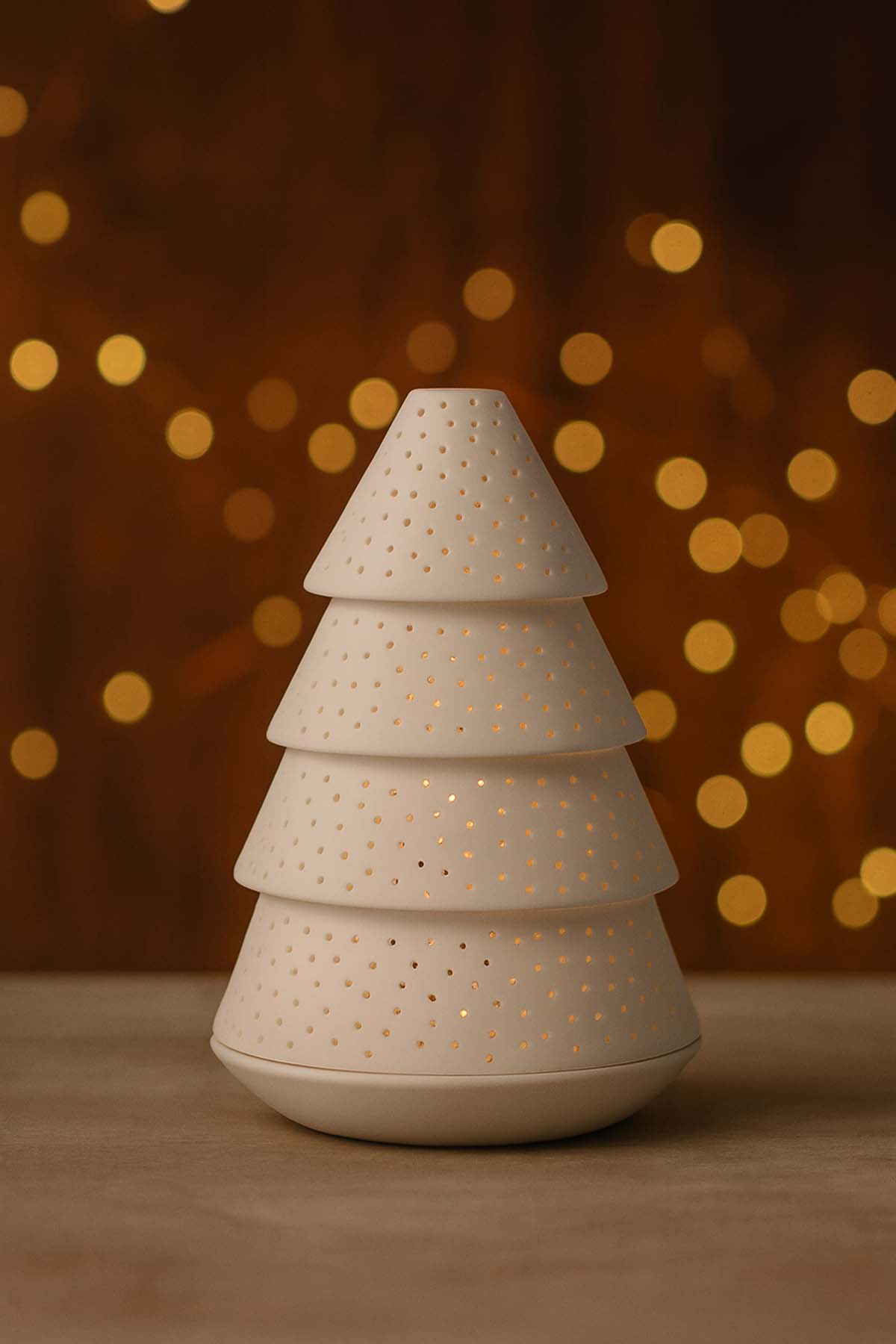 Çam Ağacı Şeklinde Porselen Mumluk 12,5x21,5 cm