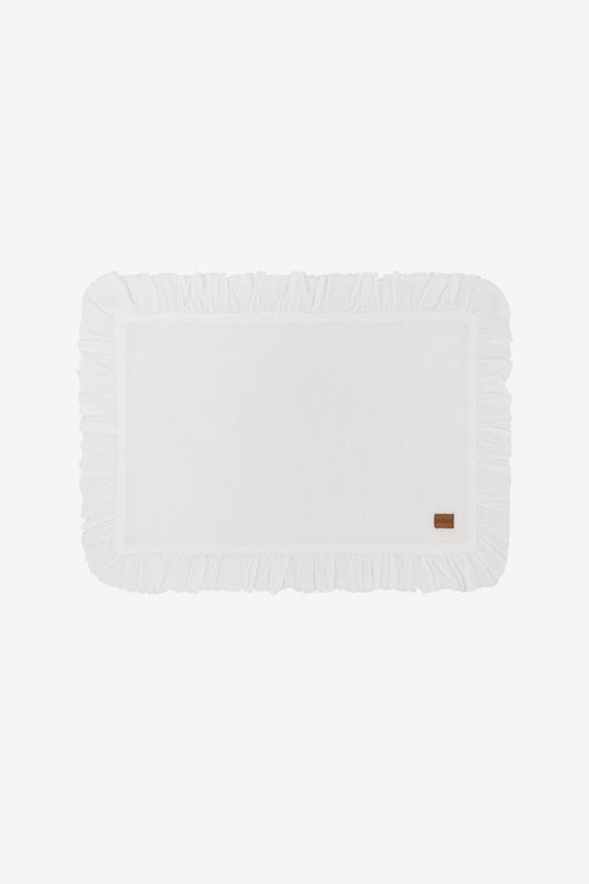 Frilled Linen Placemat White