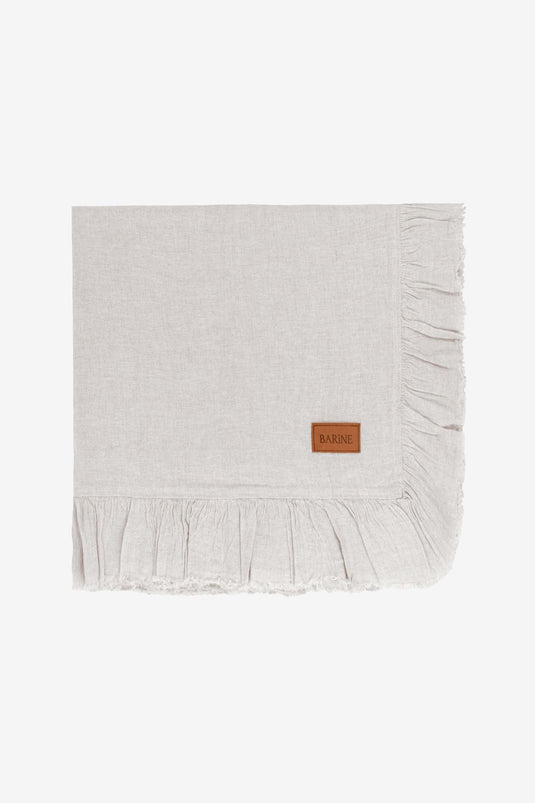 Frilled Linen Tablecloth Natural
