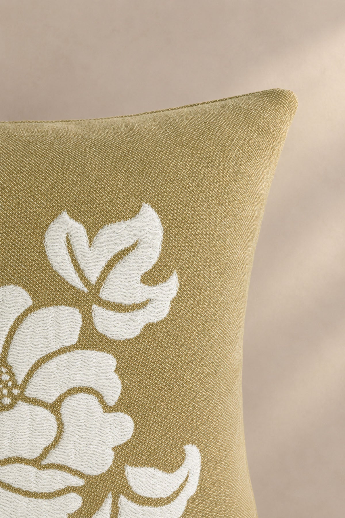 Floral Jacquard Linen Blend Cushion Cover