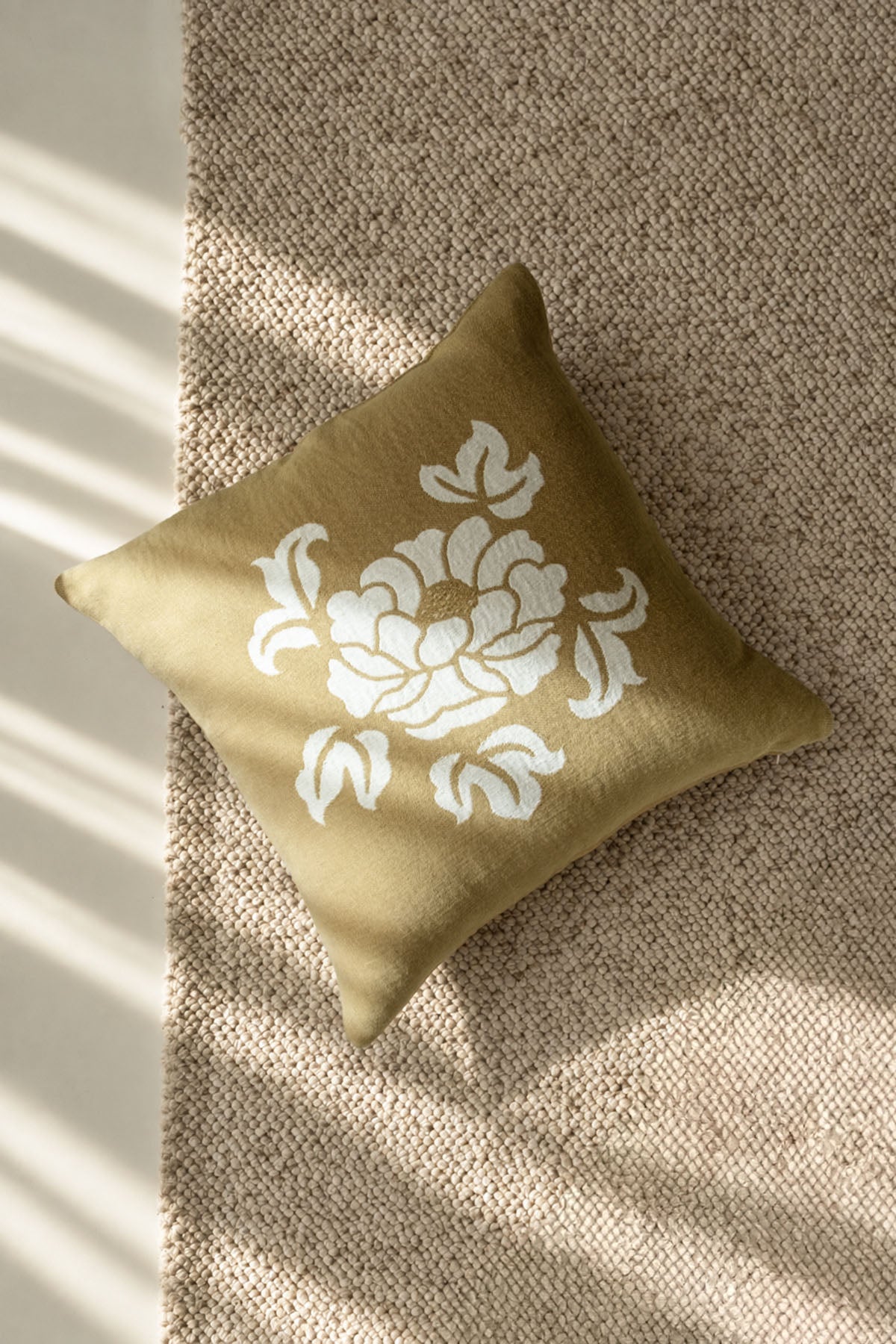 Floral Jacquard Linen Blend Cushion Cover