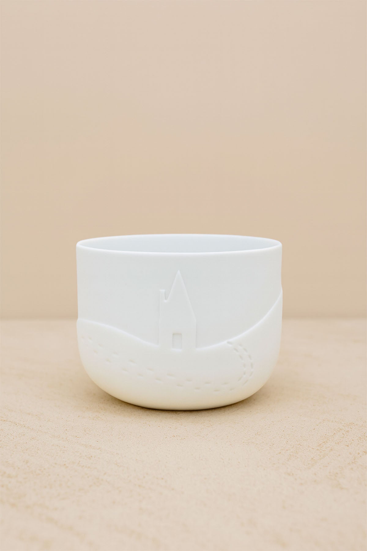 Karda Ayak İzleri Desenli Porselen Mumluk 9x7 cm