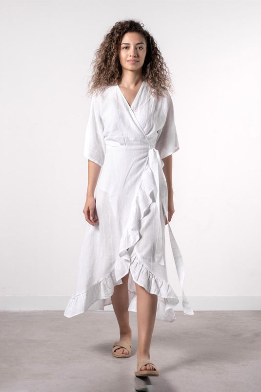Frilled Dress White