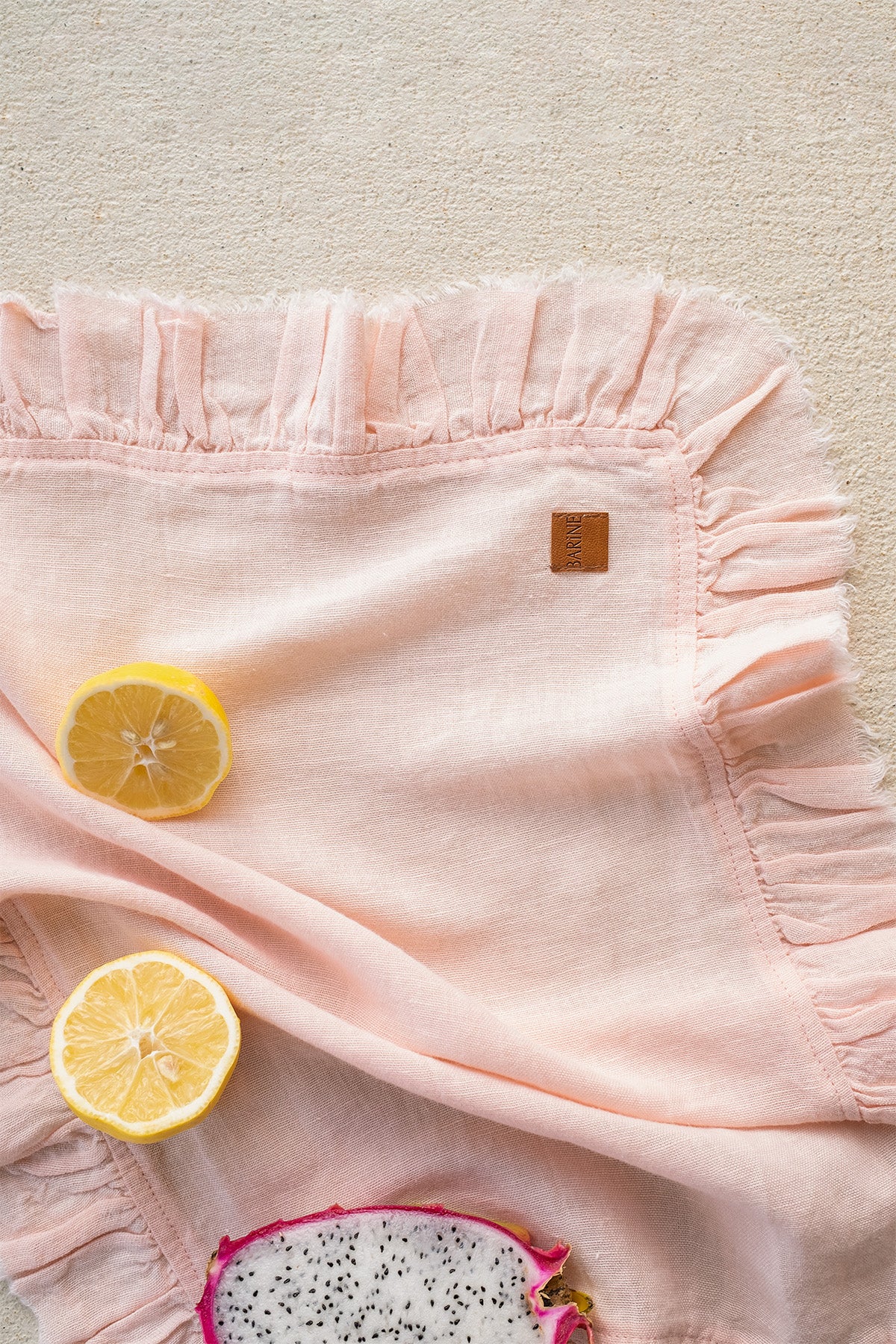 Frilled Linen Placemat Pink