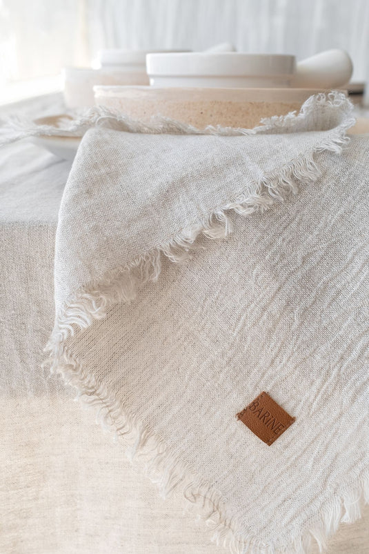 Fringed Linen Linen Napkin Natural