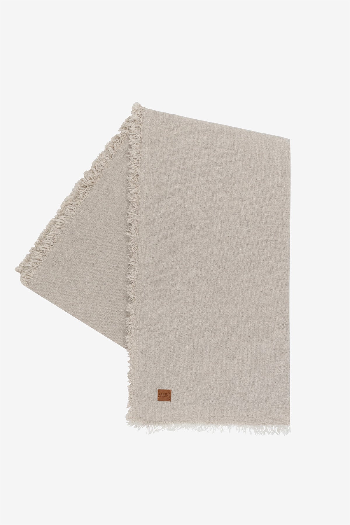 Keten Karışımlı Kenar Püsküllü Runner Naturel