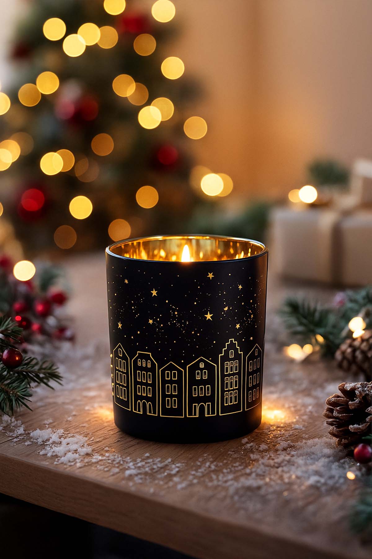 Işıklı Evler Mumluk 8,5x10 cm