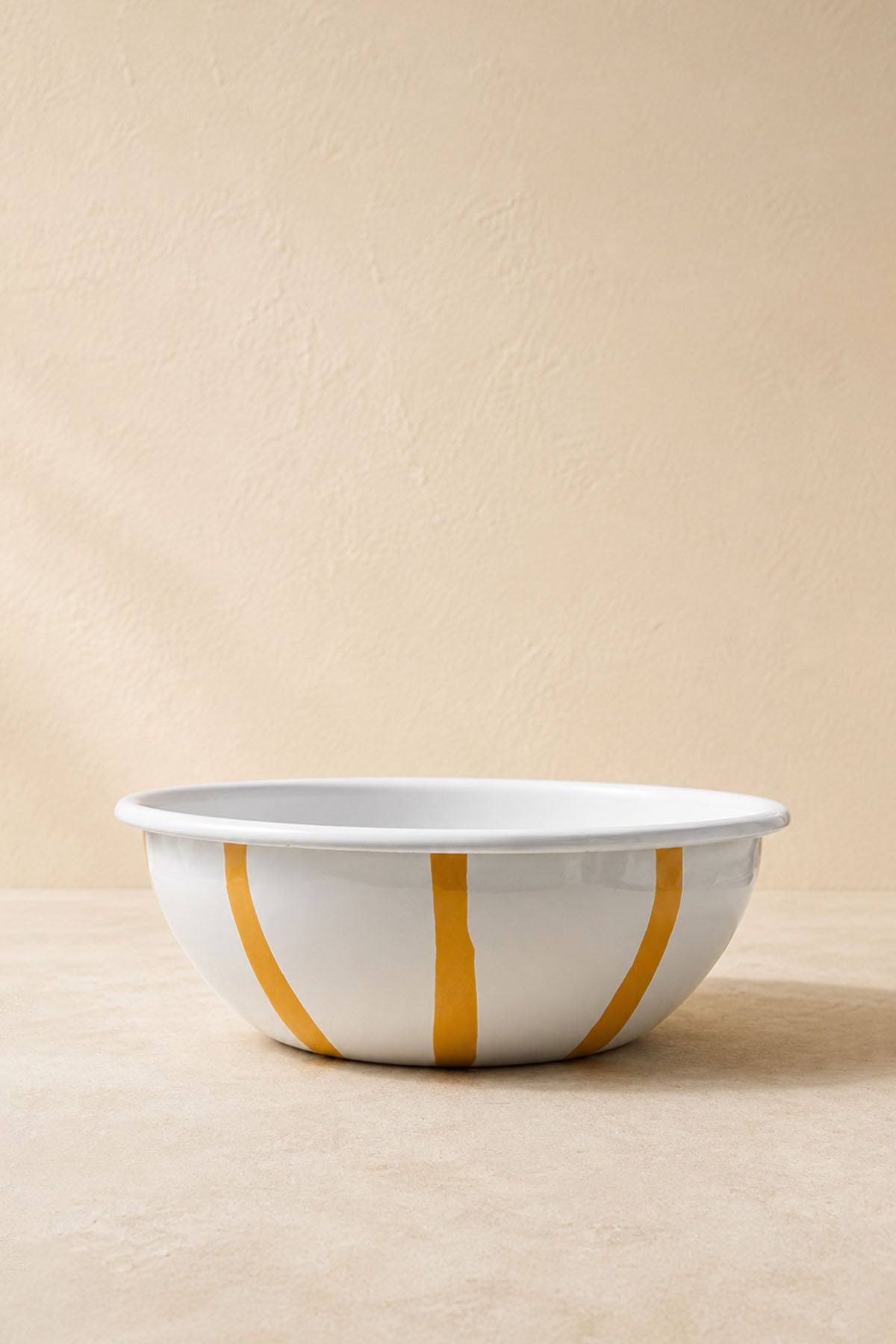 El Boyaması Akıtma Emaye Kase Sarı 26 × 9 cm