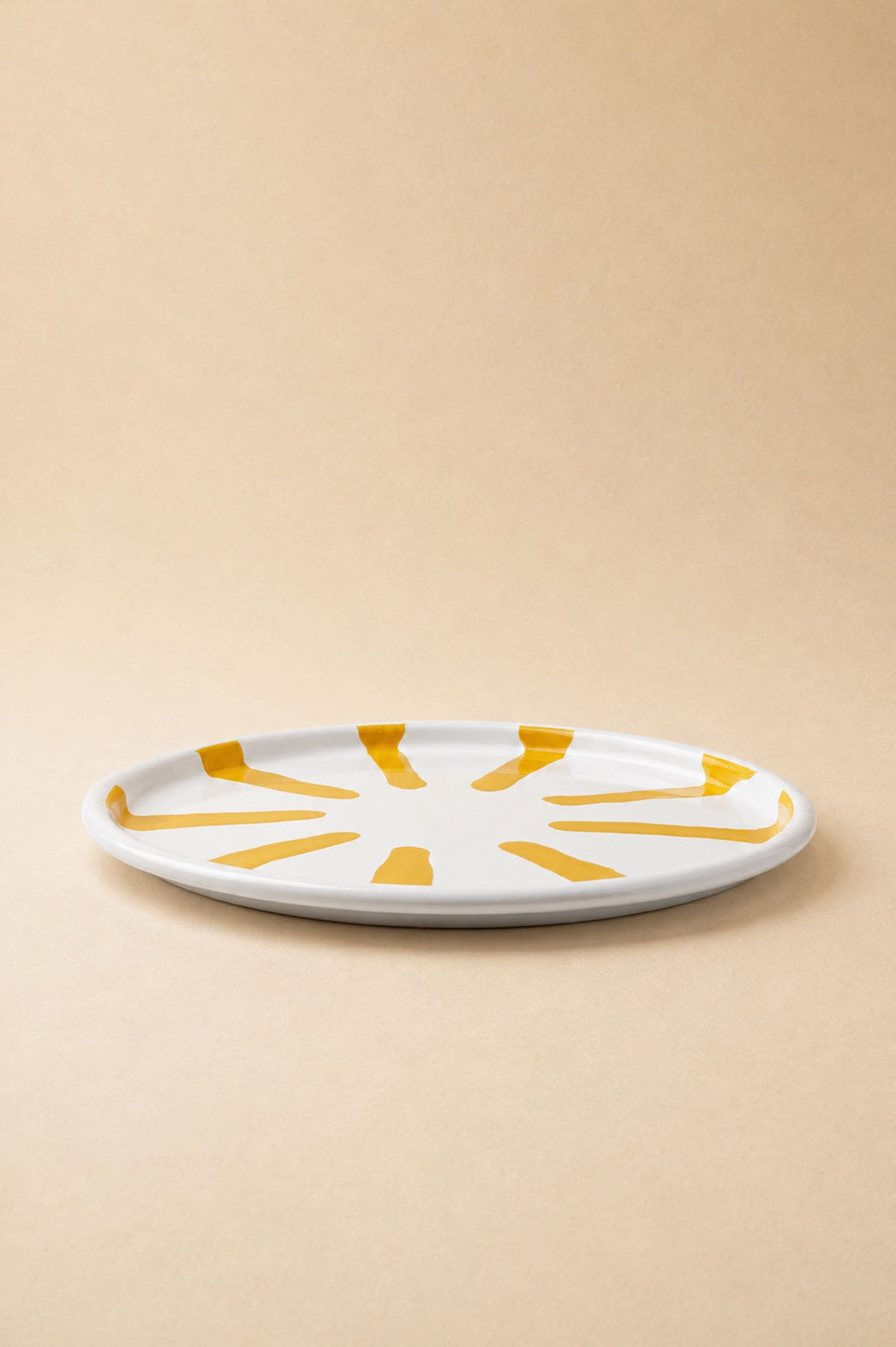 El Boyaması Akıtma Emaye Tepsi Sarı 32 × 1 cm