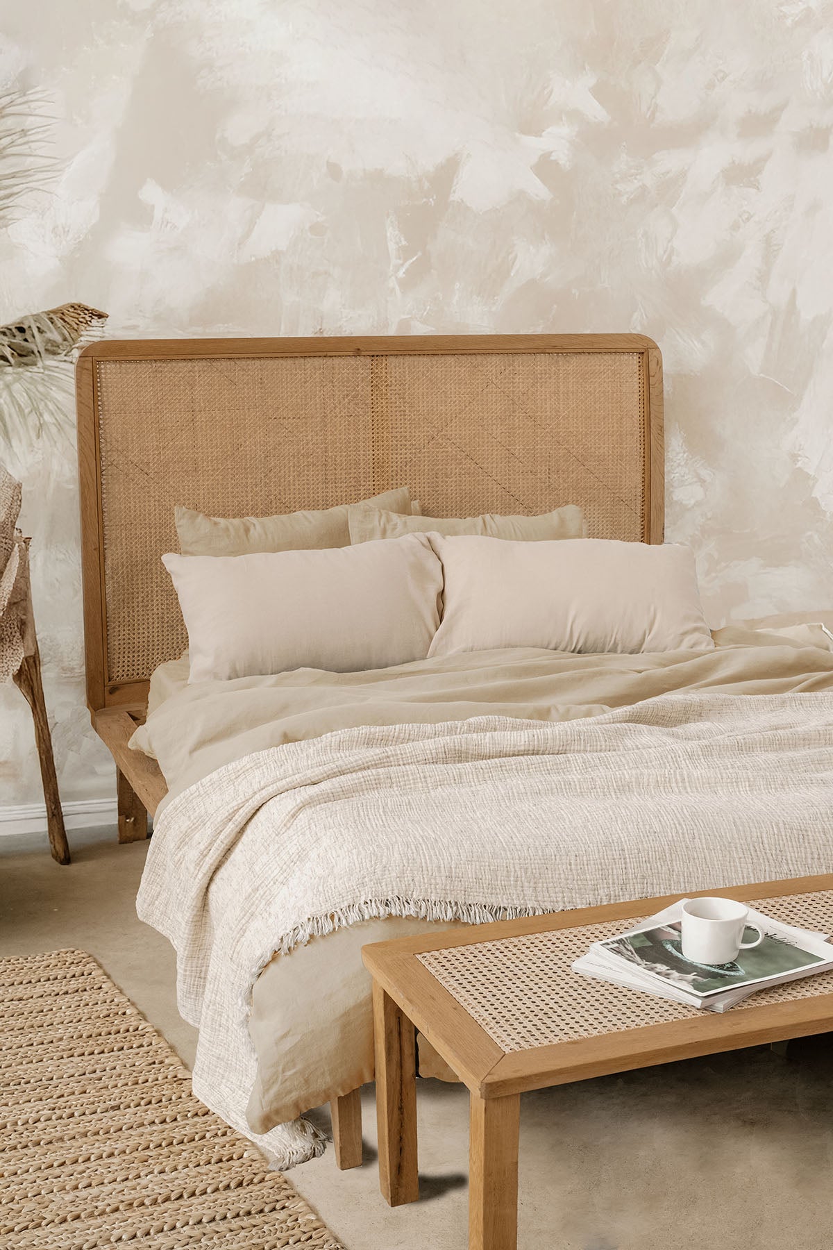 Haze Özel İplikli 4 Kat Muslin Yatak Örtüsü Krem