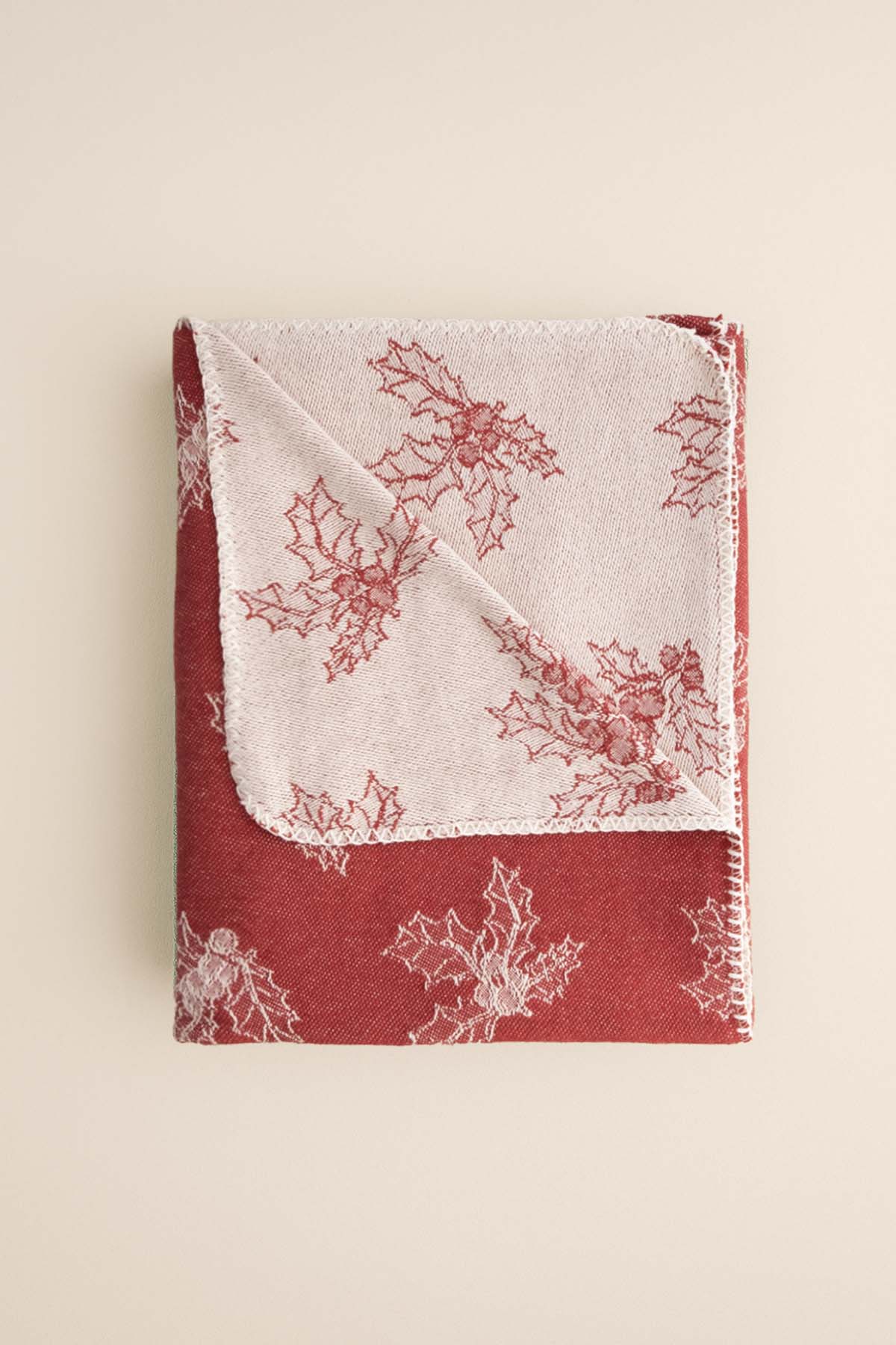 Çobanpüskülü Jakarlı Pamuk Koltuk Şalı, Tv Battanniyesi Kırmızı