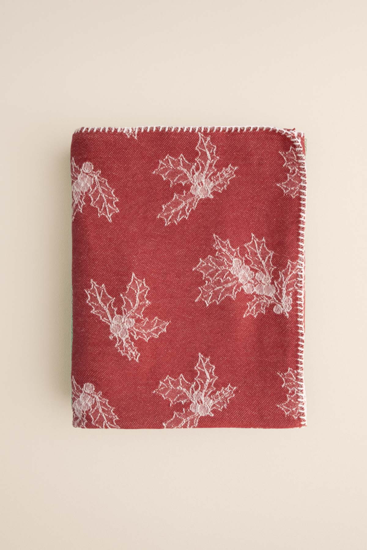 Çobanpüskülü Jakarlı Pamuk Koltuk Şalı, Tv Battanniyesi Kırmızı