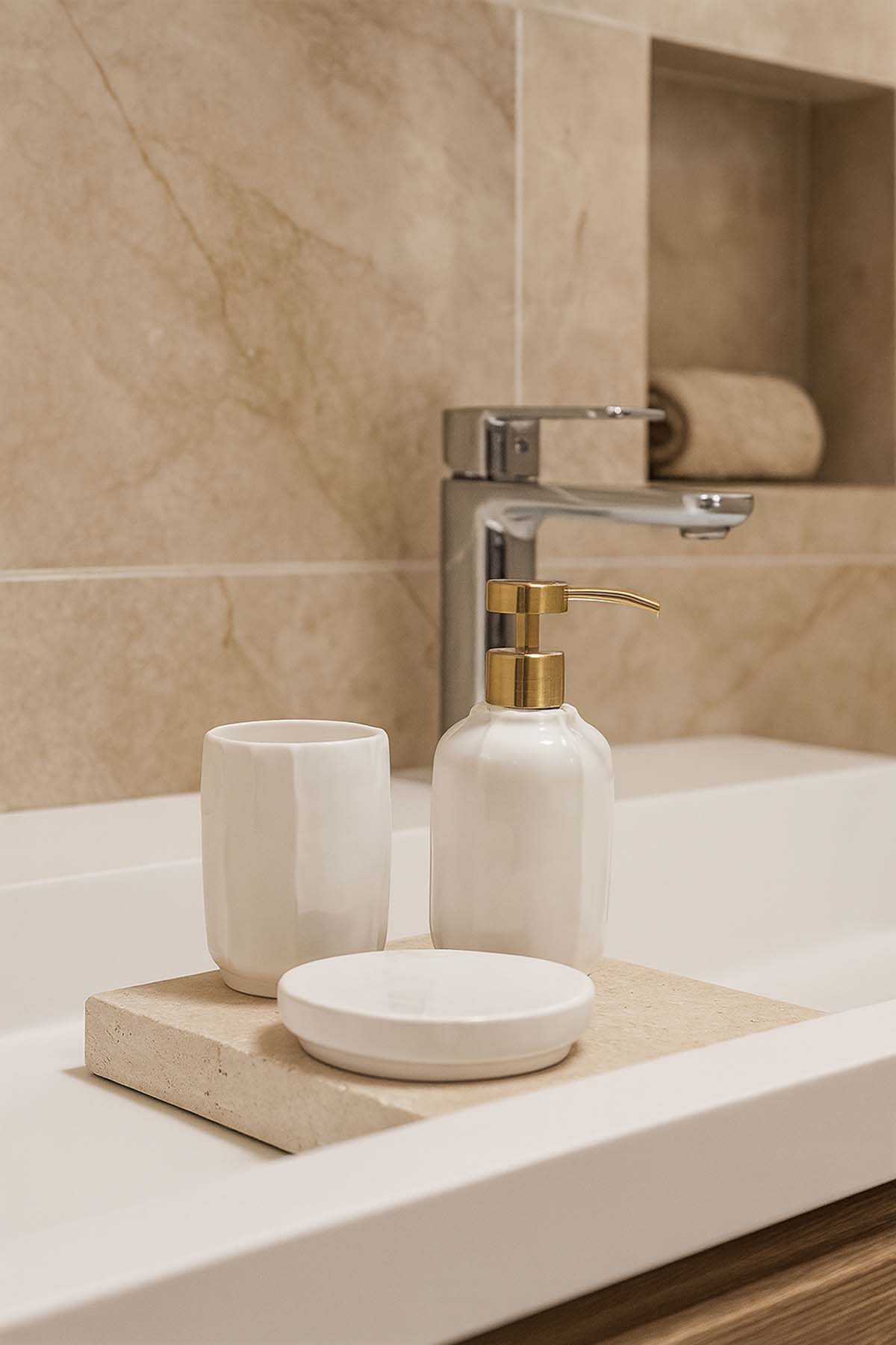 Ivory Seramik 3'lü Banyo Seti