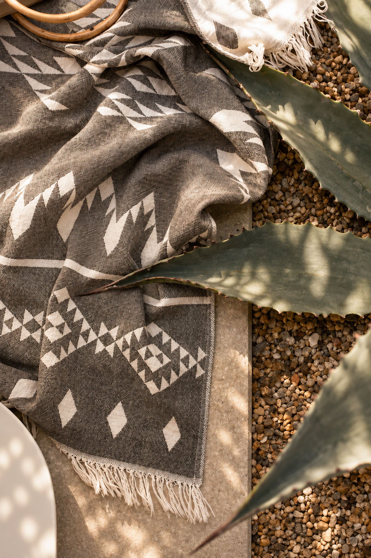 Kilim Bohem Desenli Jakarlı Peştamal Taşıma Çantalı