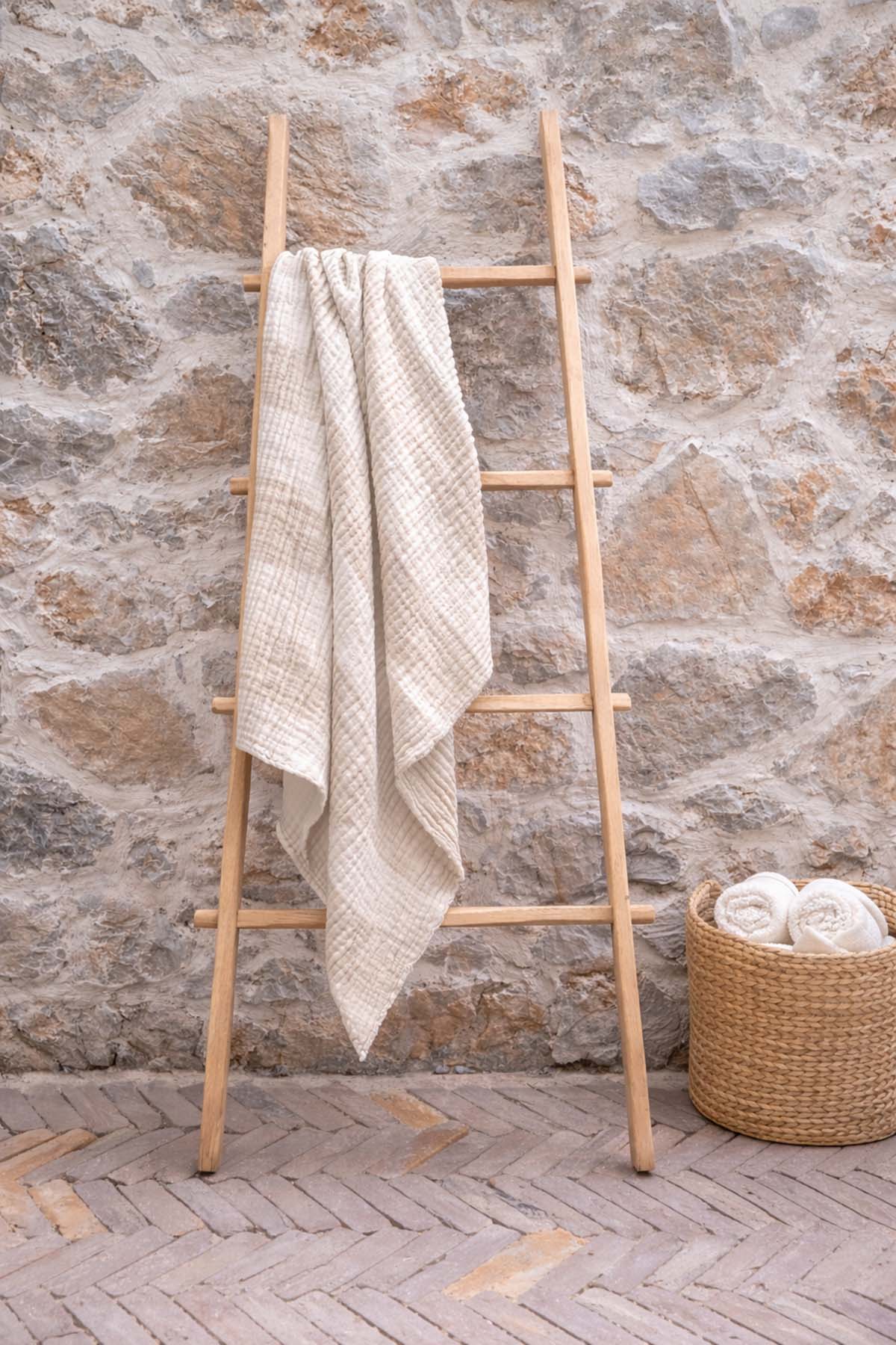 Linen Cocoon Sofa Throw Natural