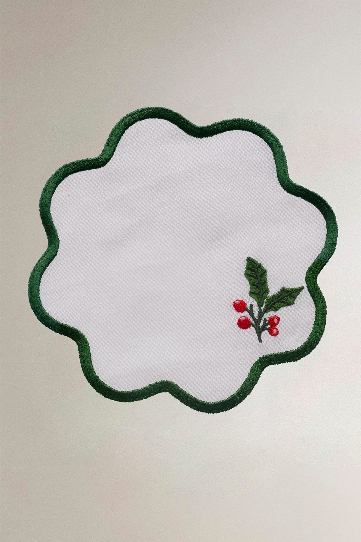 Nakışlı Keten 4'lü Kokteyl Peçete Seti, Bardak Altlığı