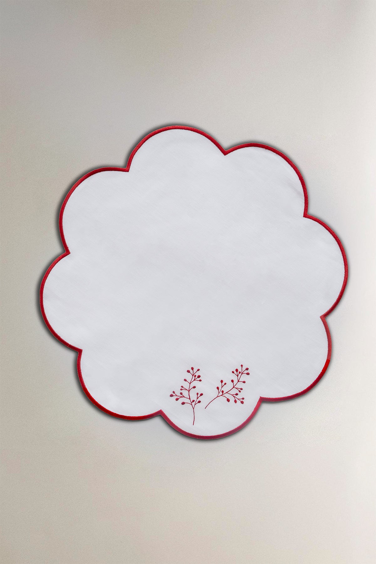 Kokina Nakışlı Keten Peçete Kırmızı