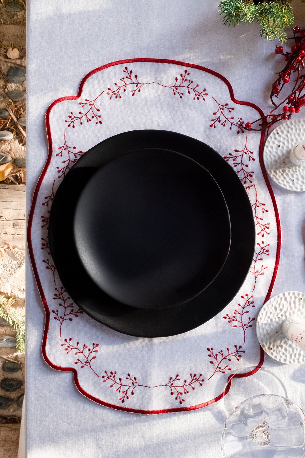 Keten Yaprak Nakışlı Amerikan Servis