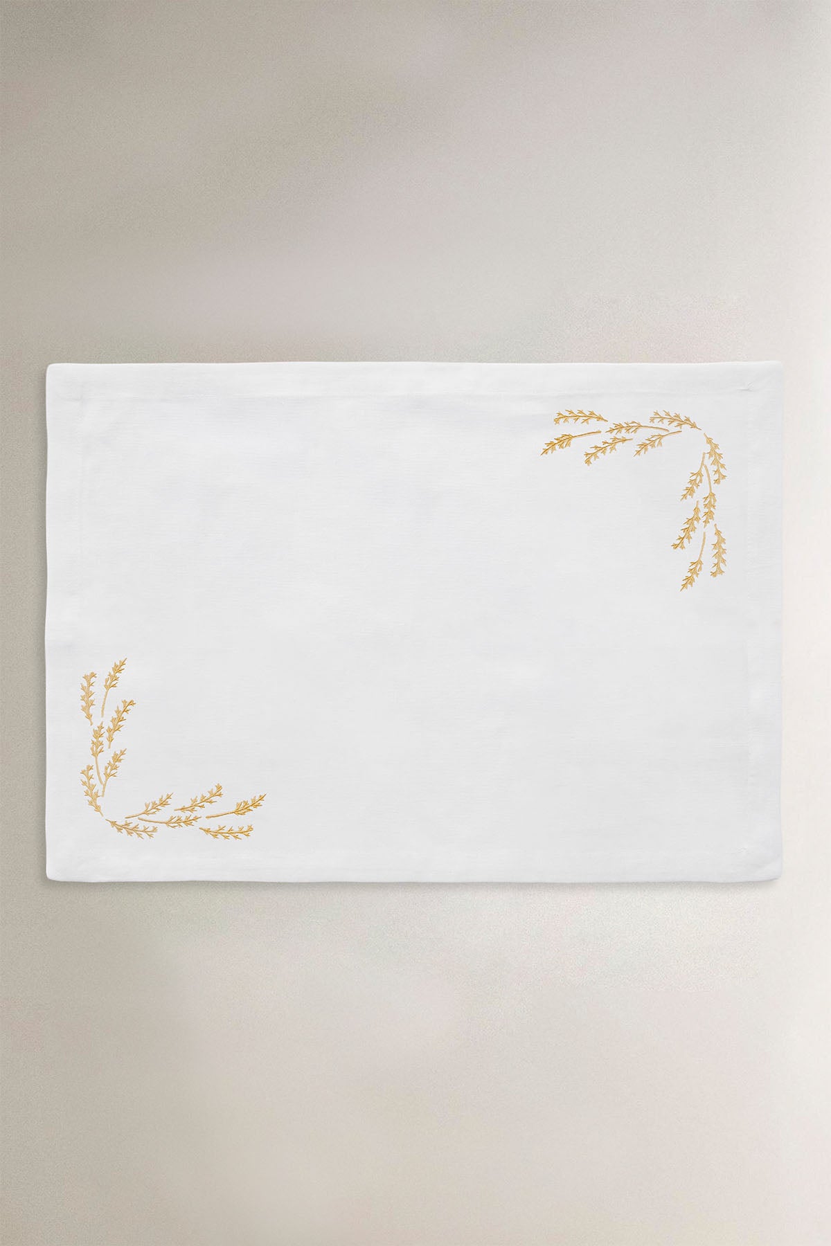 Yaprak Nakışlı Keten 2'li Amerikan Servisi Seti