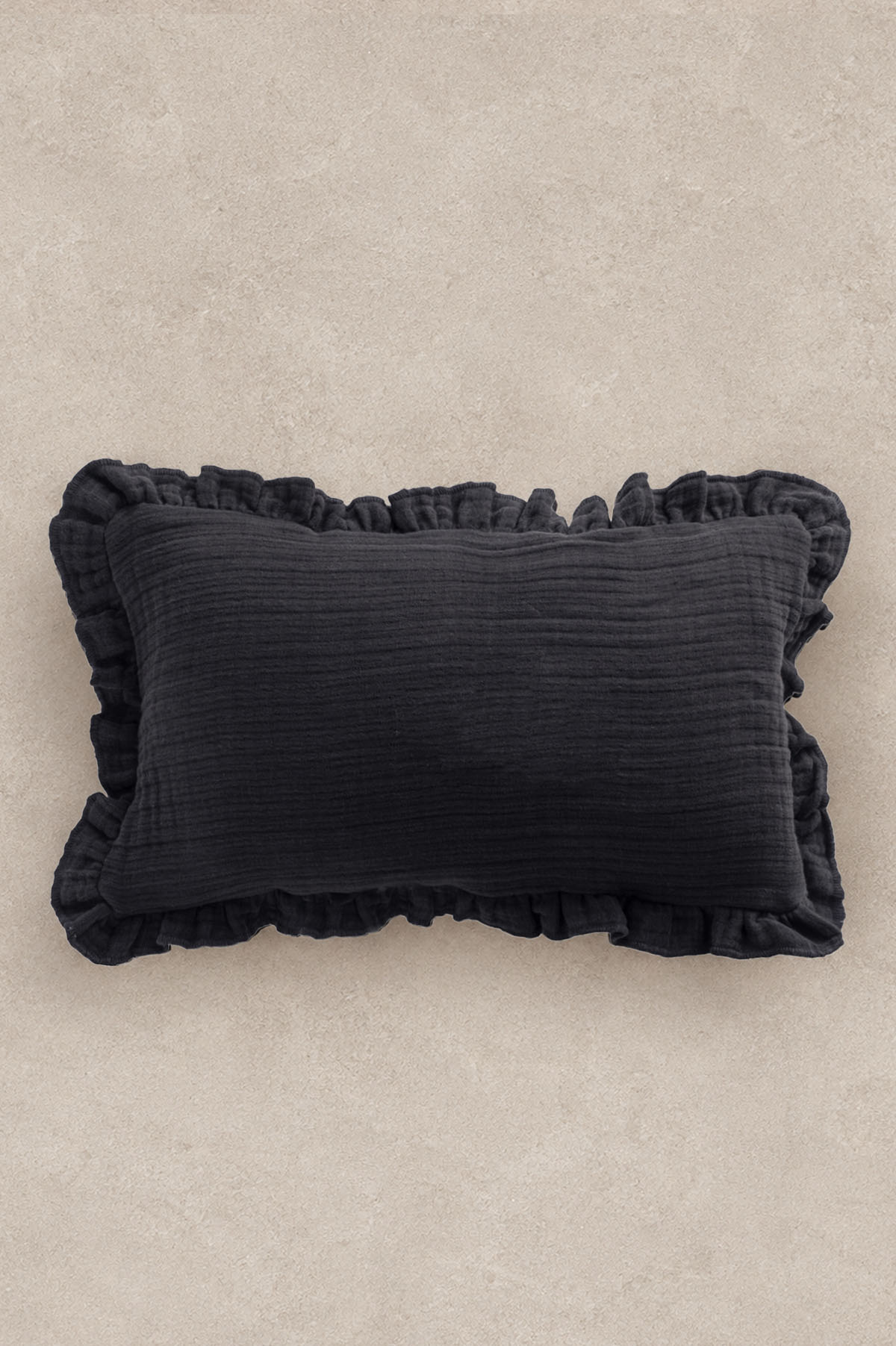 Keten Dokulu Kırlent Kılıfı 30x50 cm Antrasit