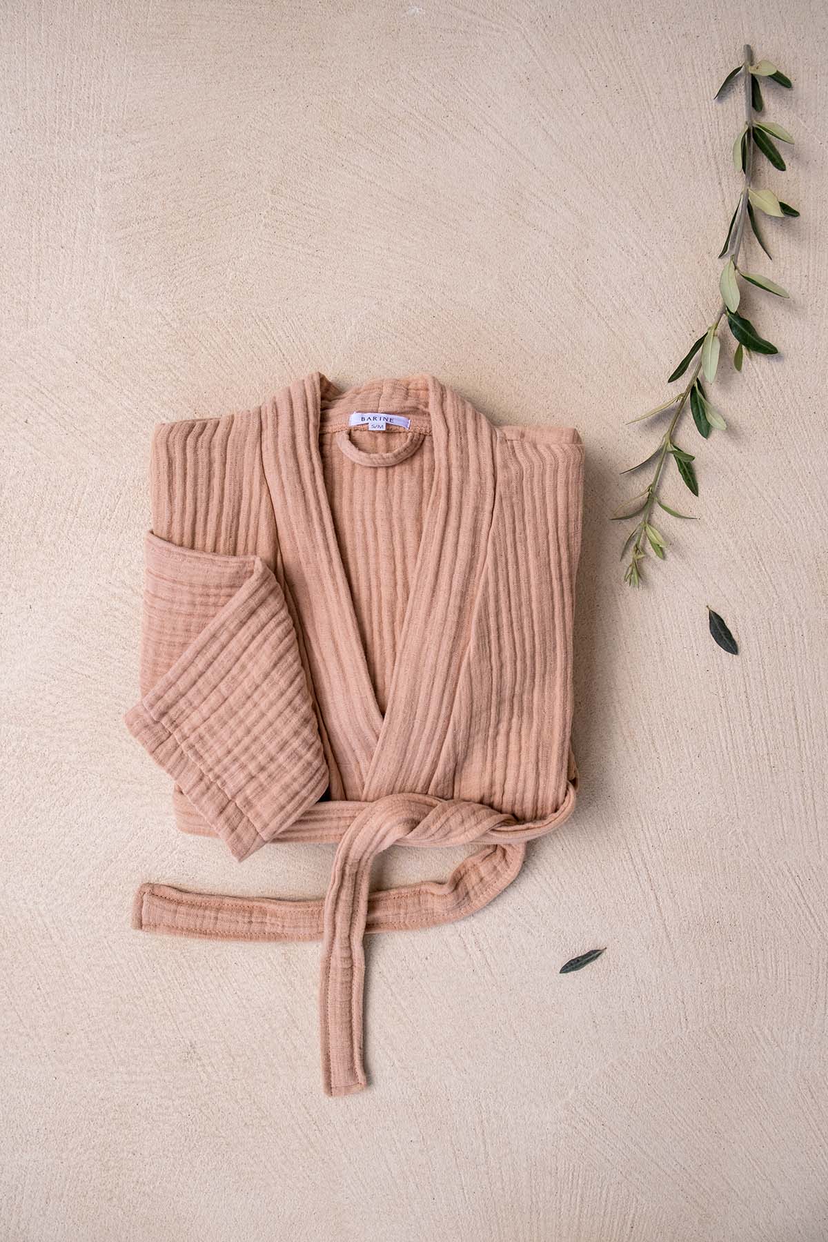 Linen Gauze Bathrobe Cuban Sand