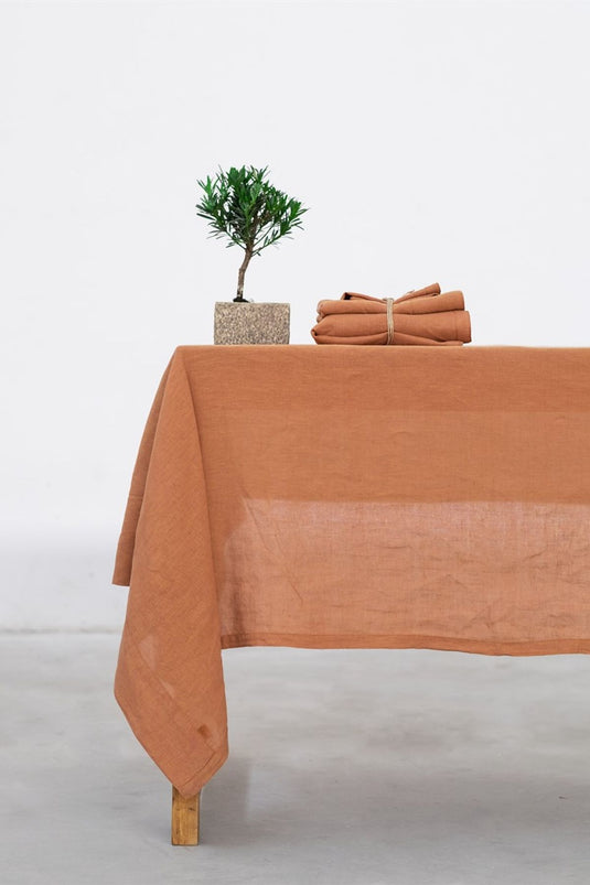 Linen Linen Tablecloth Indian Tan