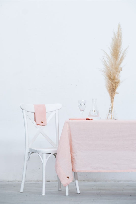 الكتان الكتان مفرش المائدة الوردي