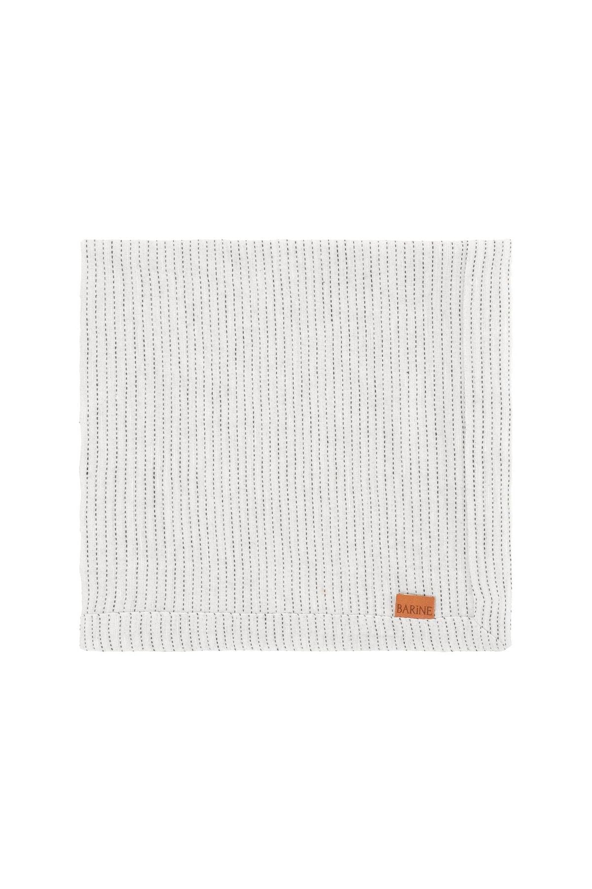 Linen 2'li Peçete Off White-Black Stripes