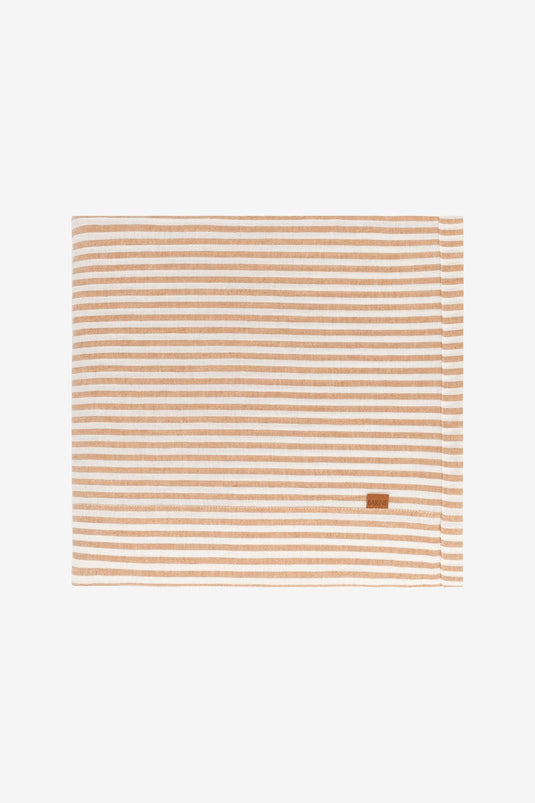 Linen Linen Tablecloth Stripe Indian Tan