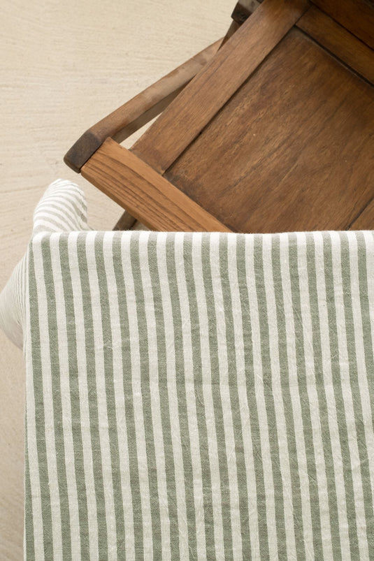 Linen Linen Tablecloth Stripe Khaki